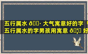 五行属水 🕷 大气寓意好的字「五行属水的字男孩用寓意 🦍 好的字」